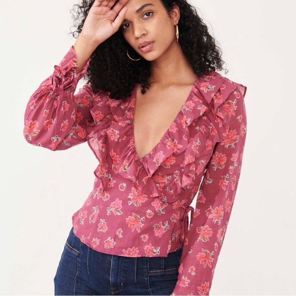 Free People Amanda Ruffle Top Sultry Combo Size XS NWT